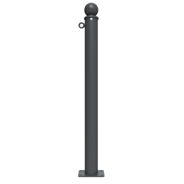 Ornamental bollard | Series 474B | � 76 mm | stationary, to be fixed by plugswith base plate 100 x 150 mm | without lock | with 1 eyelet